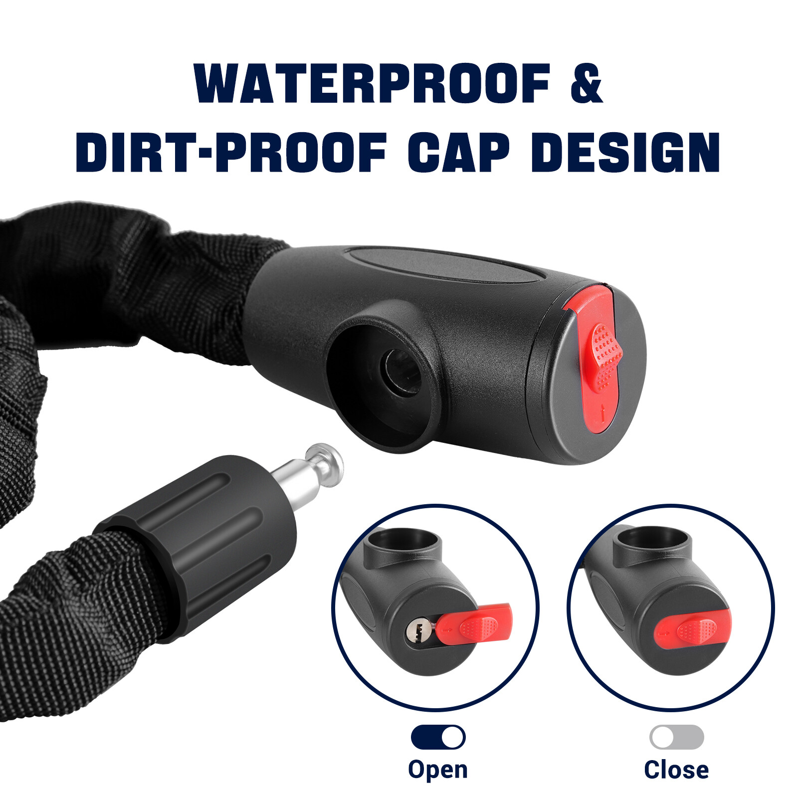 2x Bike Chain Lock 4 Foot/120cm Long Heavy Duty Chain Lock Durable Thick Chains