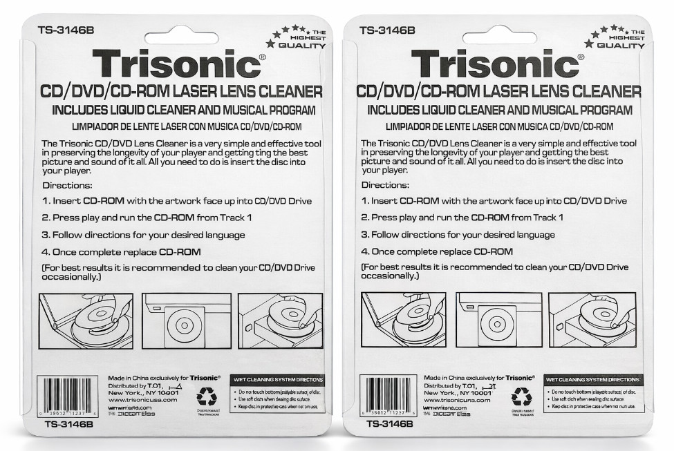 2 Pack DVD Player Lens Cleaner Disc with Cleaning Solution Laser Lens Cleaning