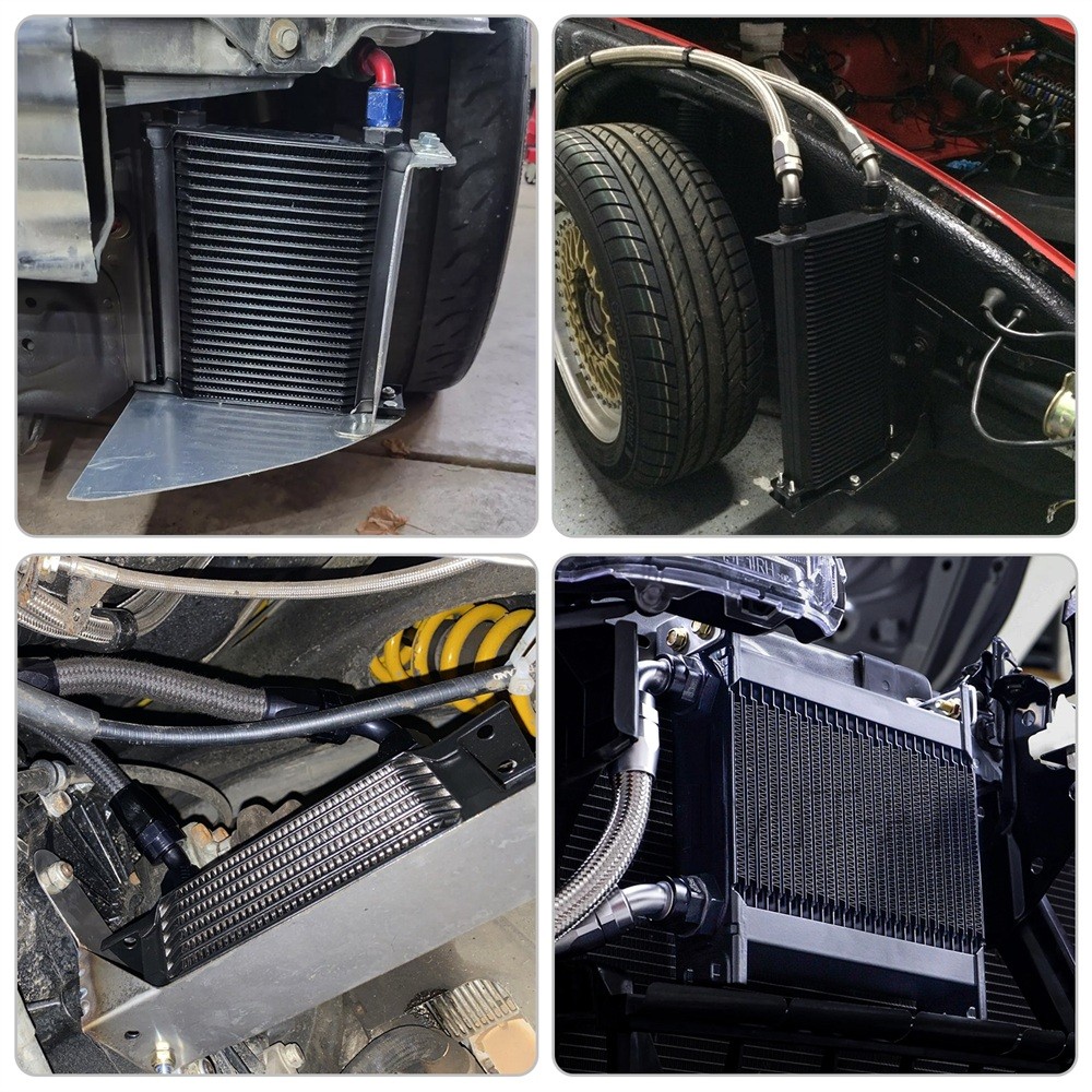 Universal 19 Row Transmission Engine Oil Cooler M22×1.5 Female Ports Aluminum