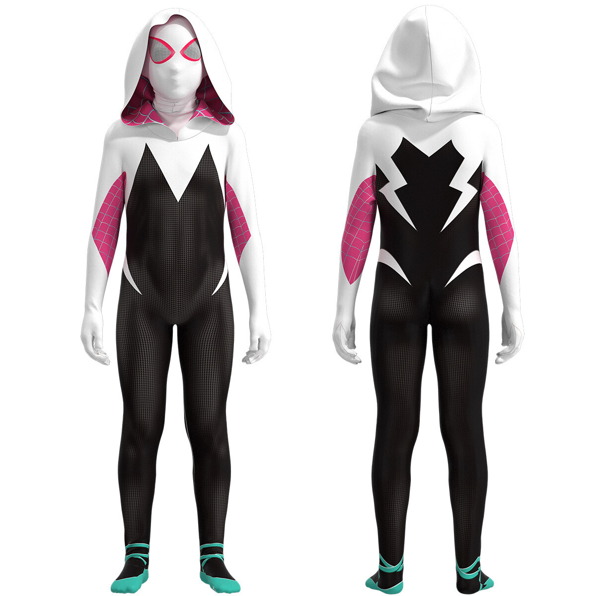 Spider-Women Gwen Stacy Costume Girls Spandex Jumpsuit Cosplay Bodysuit Outfits