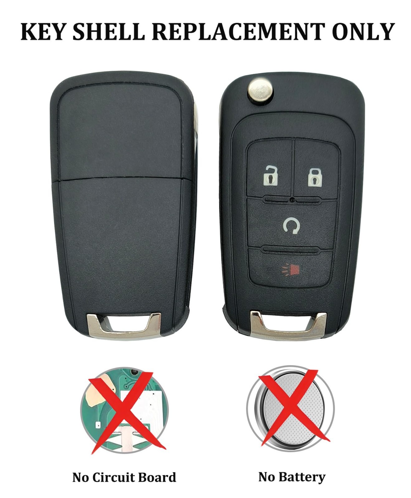 Key Fob Case Shell Replacement Fits for Chevrolet Chevy Equinox Sonic Trax Terra