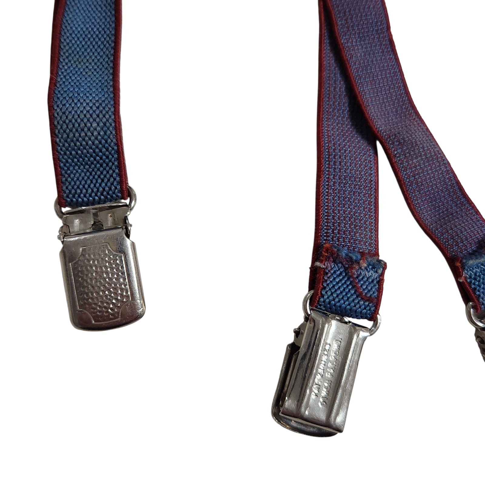 Vintage Baby Toddler Suspenders Elastic Blue Boy Silver Tabs