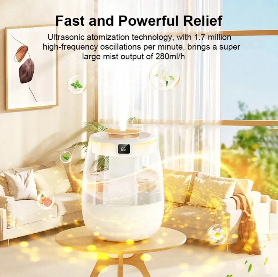 1.35L Humidifiers Ultrasonic Warm&Cool Mist LED Humidifier Top Fill For Bedroom