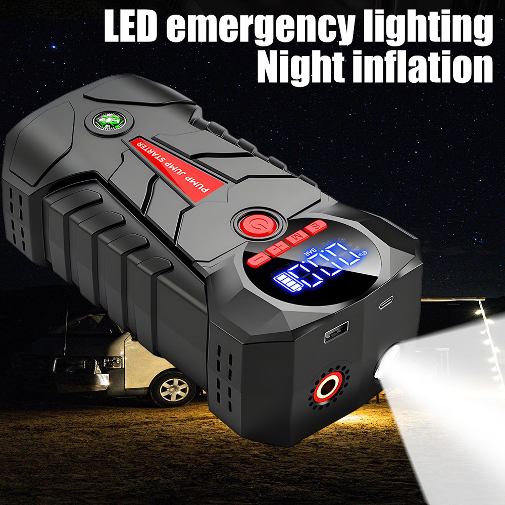 Portable Car Jump Starter with Air Compressor Inflator Air Pump Battery Charger