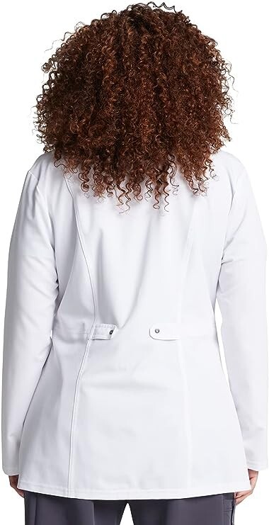 NWT Dickies Xtreme Stretch Women Scrubs Lab Coats 28" Snap Front White XS-M