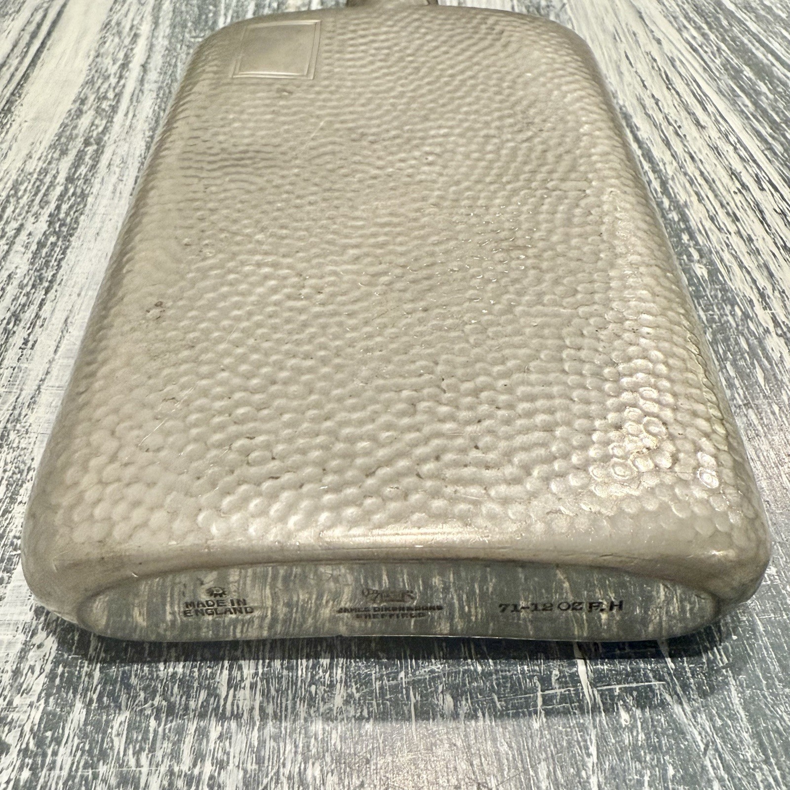 Antique James Dixon & Sons England Sheffield Flask 12oz Hammered