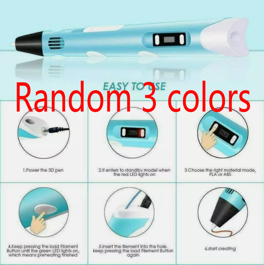 3D Printing Pen Set 3D Drawing Pen with Led Display 3 Color Filament Kid Gift