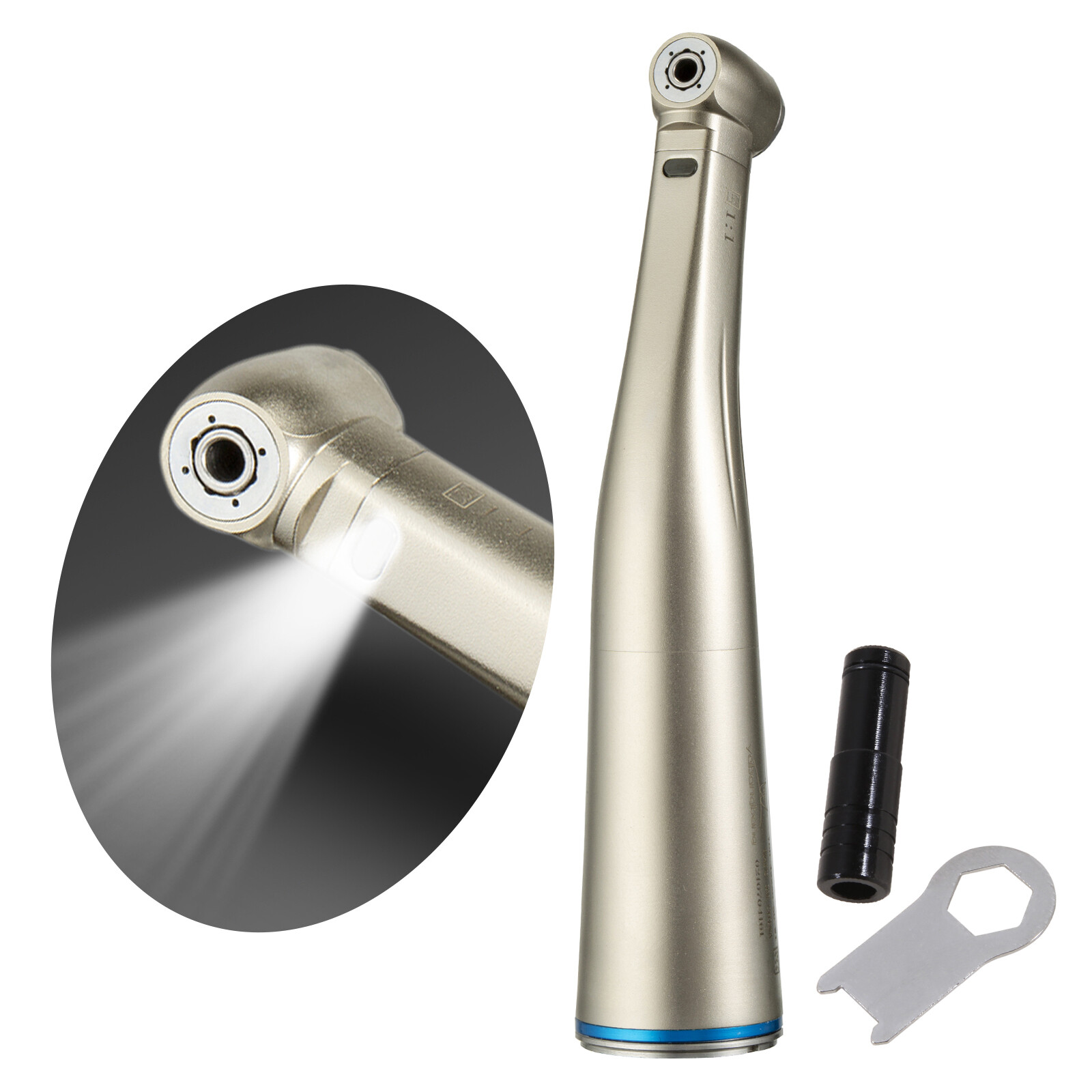 US Dental 1:1 LED Fiber Optic Internal Water Spray Contra Angle Handpiece SANDEN