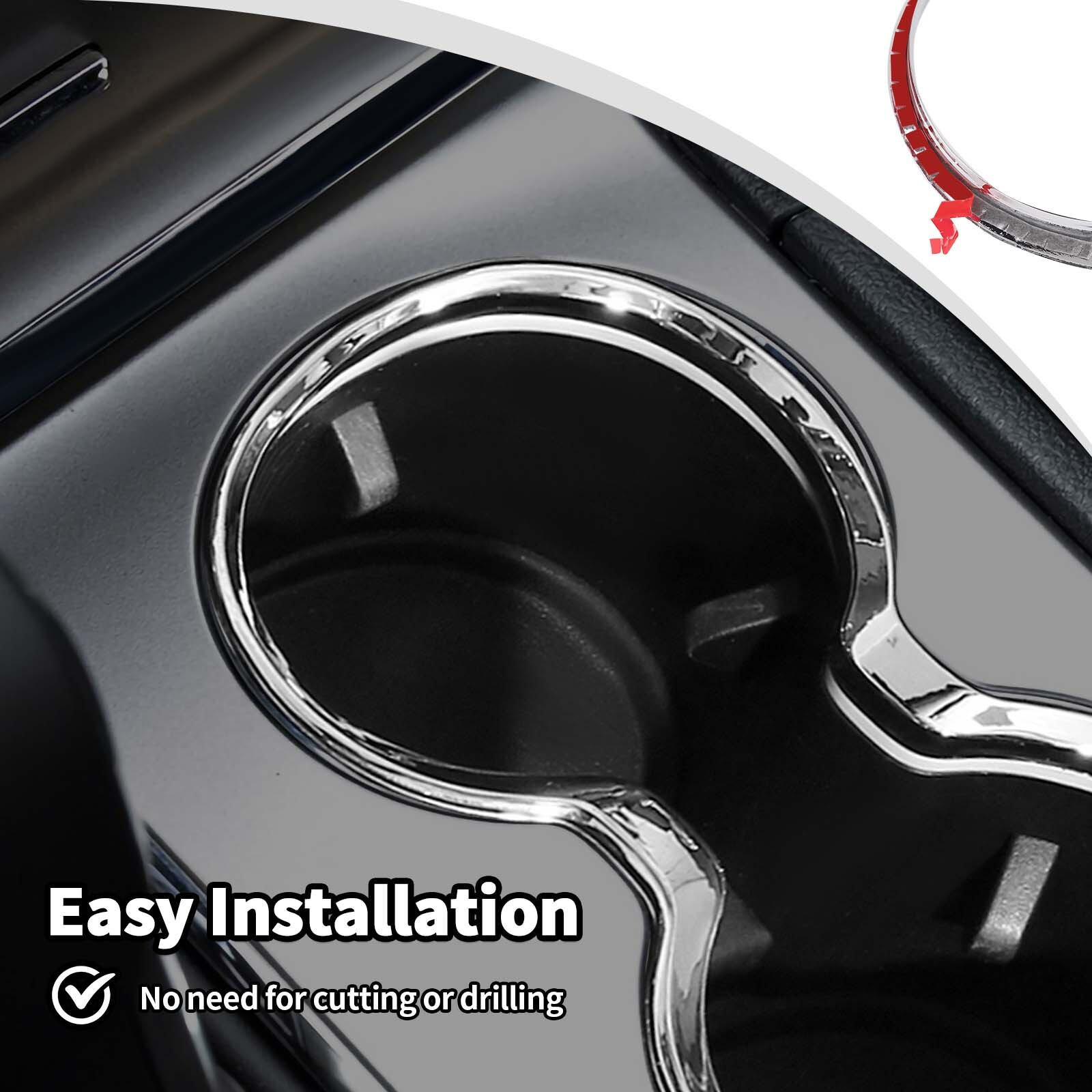 Fit for Jeep Grand Cherokee 2011-2021 Front Cup Holder Frame Cover Trim (Chrome)