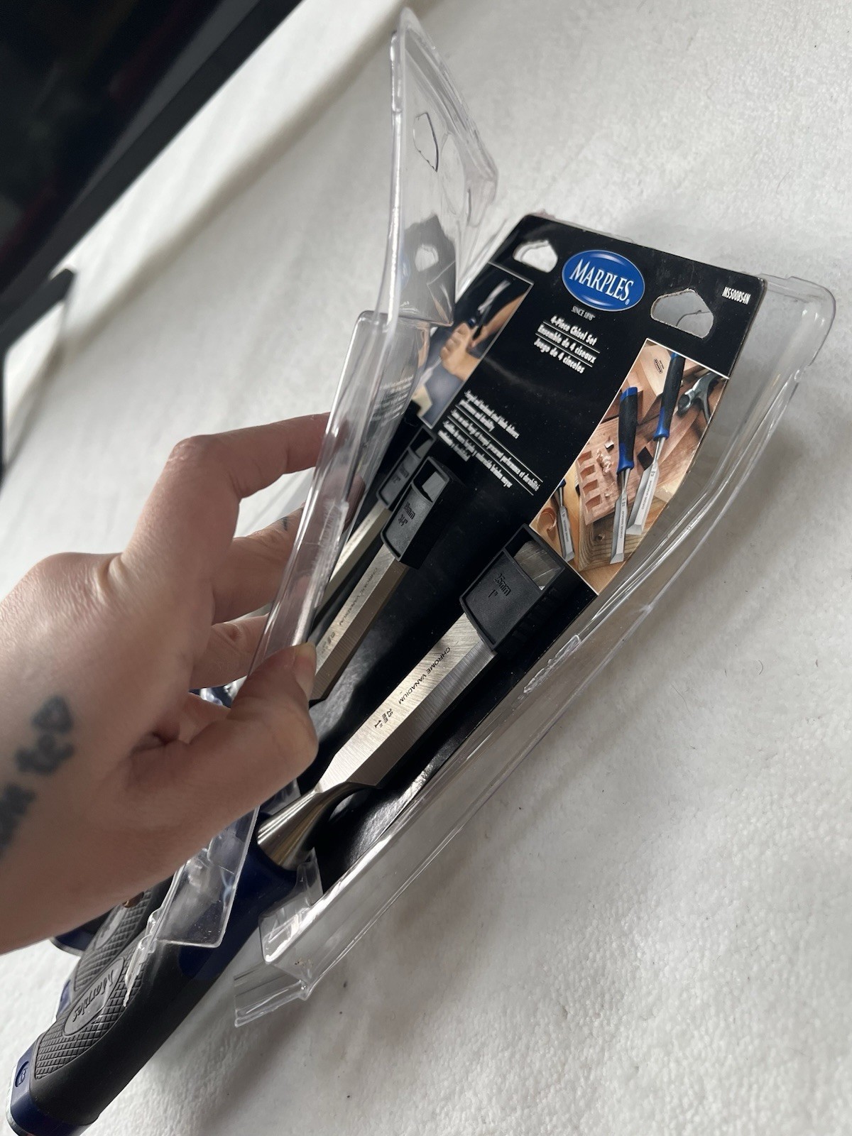 Marples 4 Piece Chisel Set 1/4” 1/2” 3/4” 1” House Tools ONE IS USED