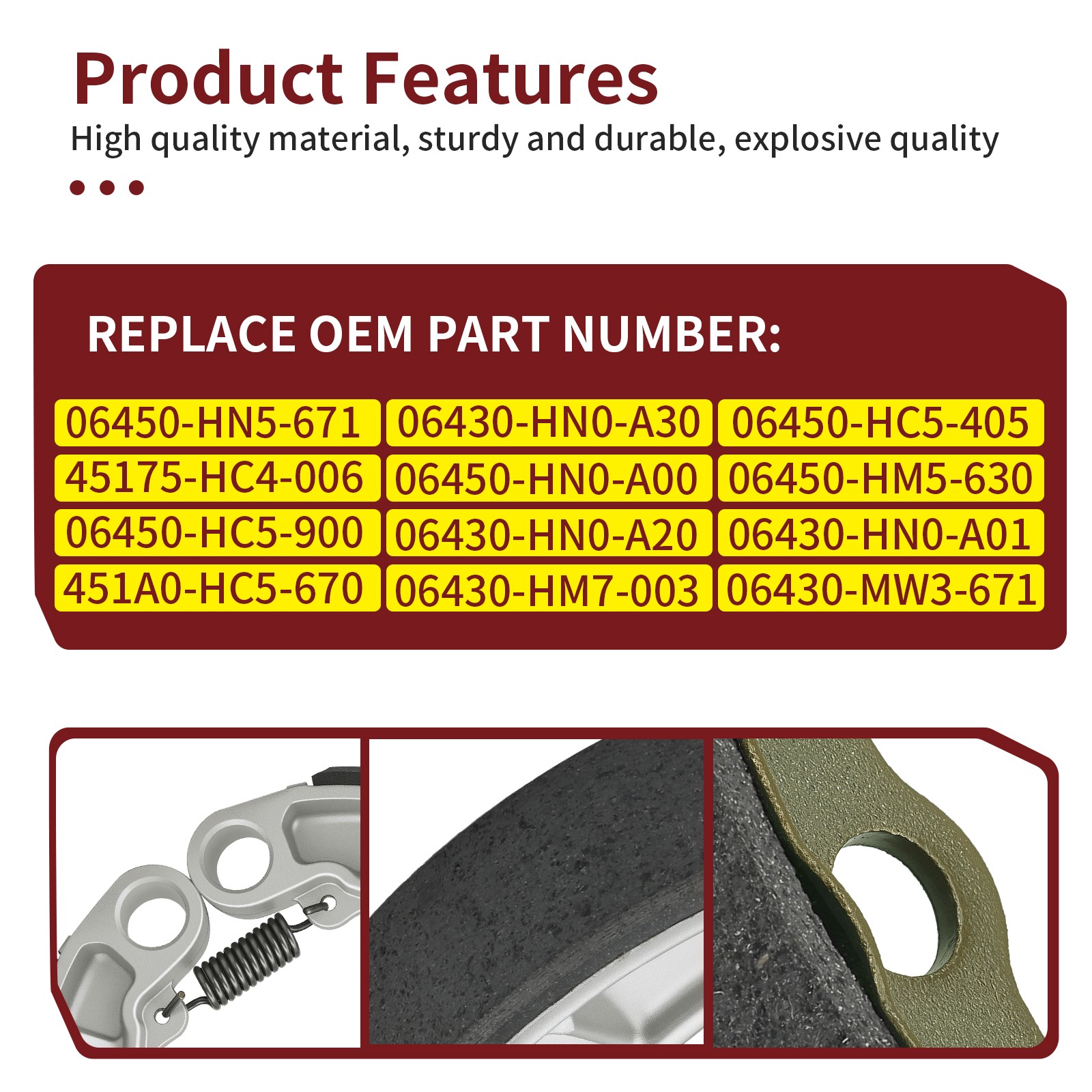 Front & Rear Brake Shoes Kit 2000 - 2006 for Honda Rancher 350 TRX350FE/FM/TE/TM