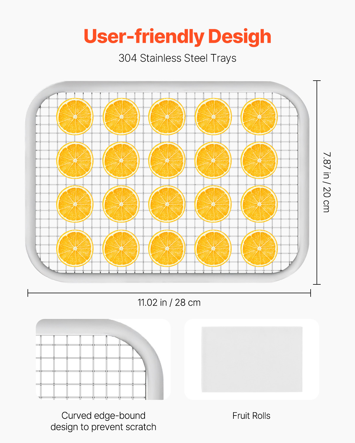 VEVOR 8 Trays Food Dehydrator Machine Stainless Steel 400W Jerky Fruit Drying