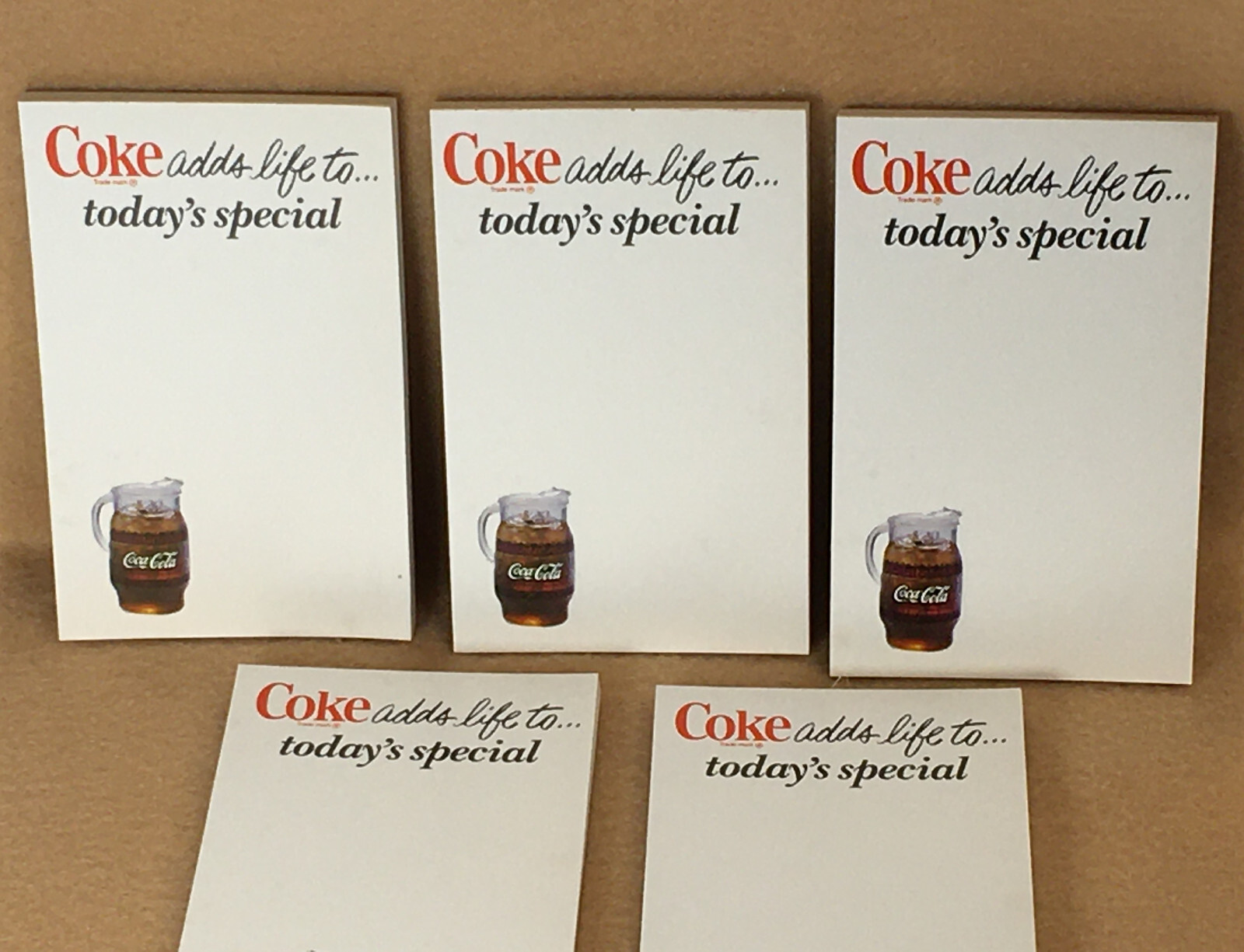 LOT OF FIVE (5) ORIGINAL VINTAGE SMALL PAPER PADS 50 SHEETS EACH 4" x 2 1/2"