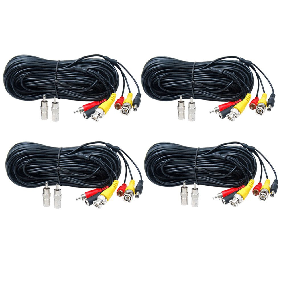 4X 50ft Security Camera Audio Video Power Cable CCD BNC RCA CCTV DVR Wire Cord