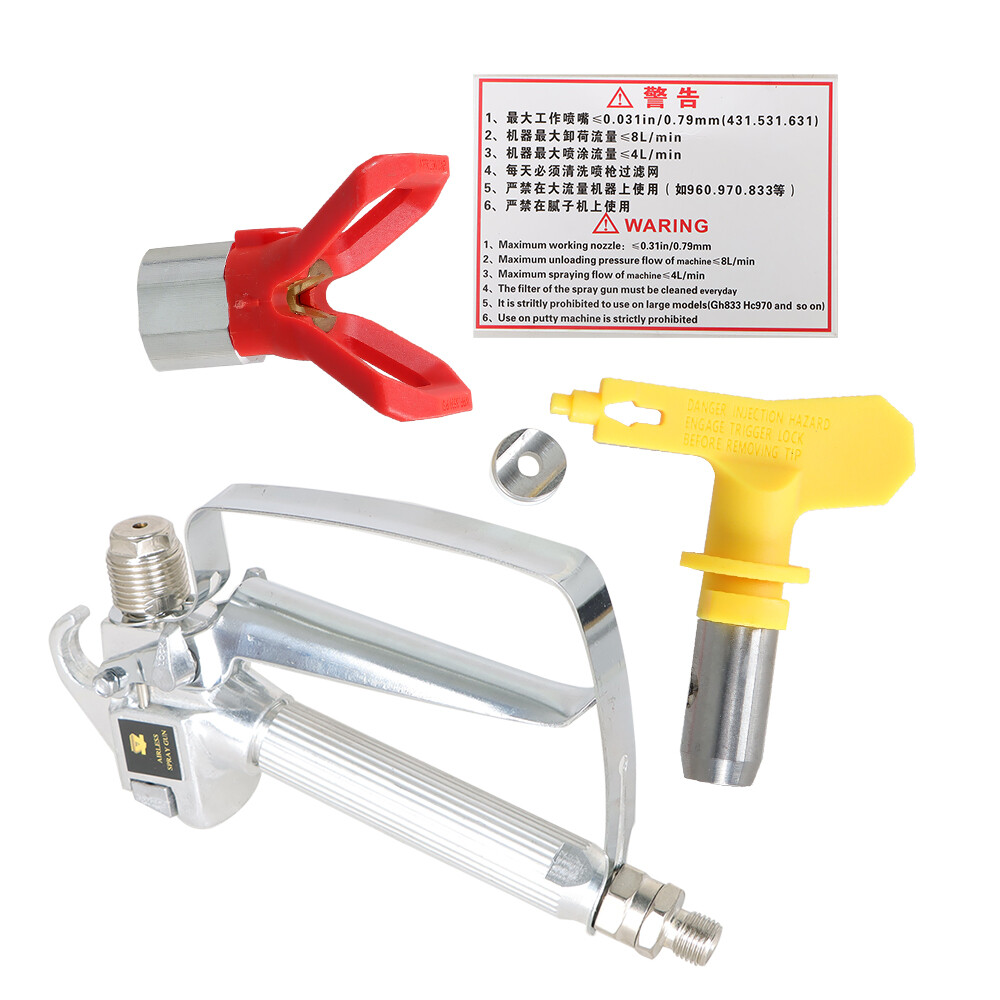 3600PSI Airless Paint Spray Gun 517 Spray Tip + Nozzle Guard for Sprayers