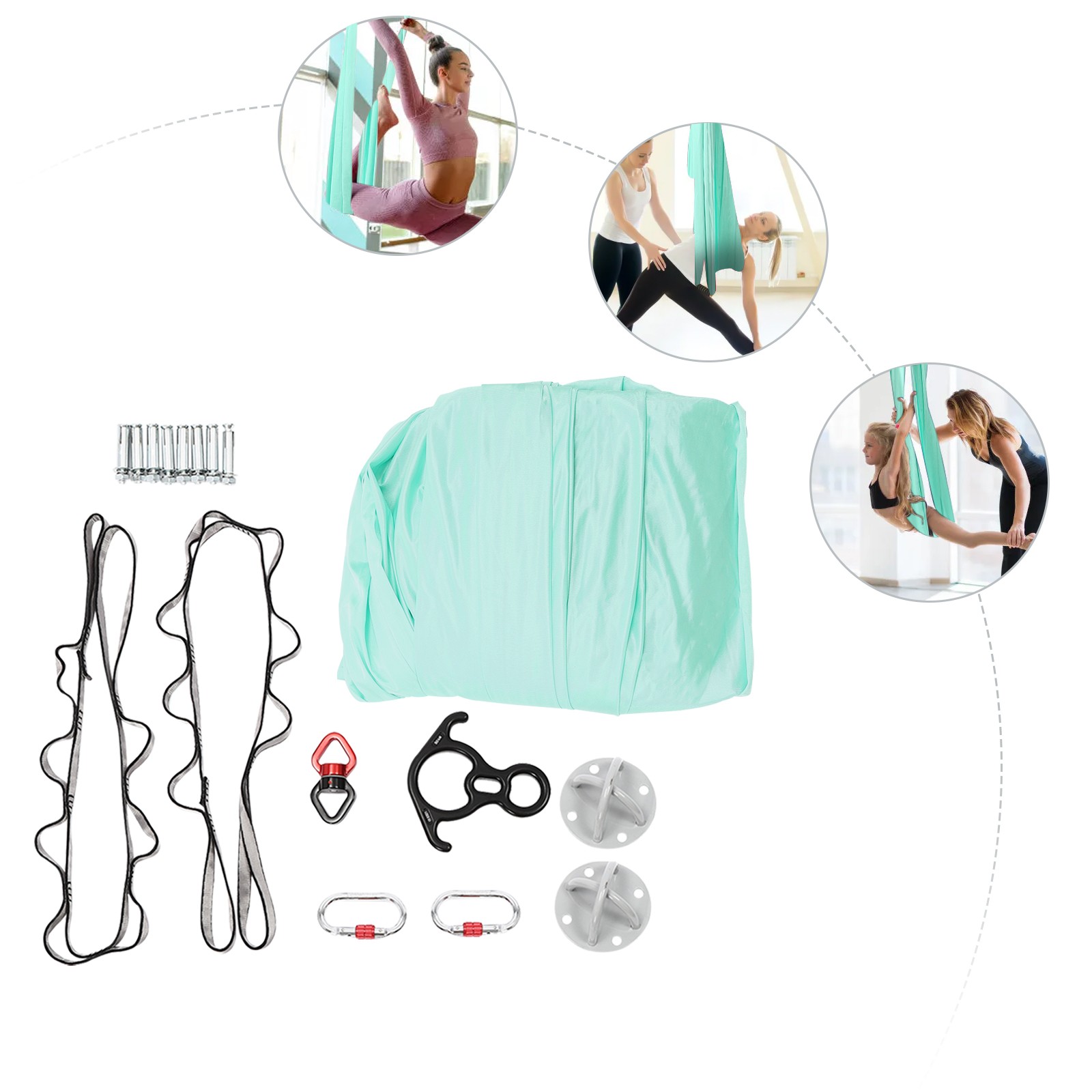Aerial Yoga Practice Polyester Strap Equipment Yoga Hammock Practice Kit 200kg