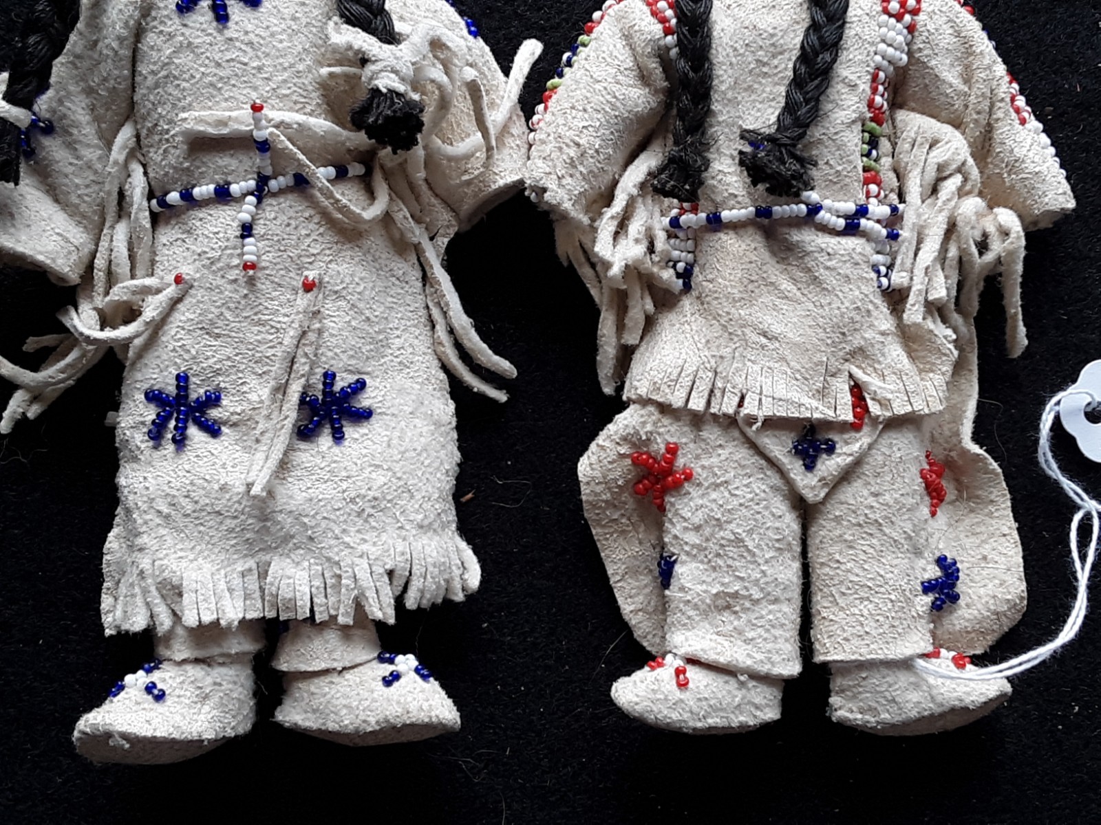 NATIVE AMERICAN BEADED LEATHER DOLLS, PAIR OF "STAR" DOLLS, SIOUX SB-0226*09099