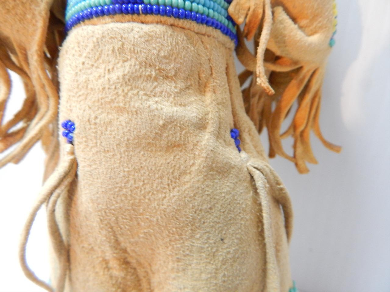 ANTIQUE VINTAGE PIKUNI BLACKFEET PLAINS INDIAN BEADED DOLL - LOTS OF DETAIL