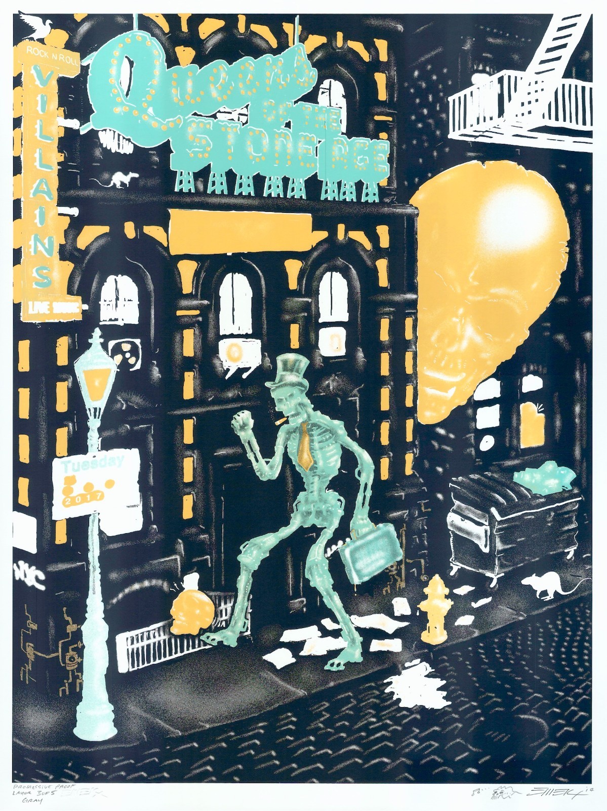 UNIQUE/MINT & SIGNED EMEK QOTSA MSG NYC Progressive Proof SET