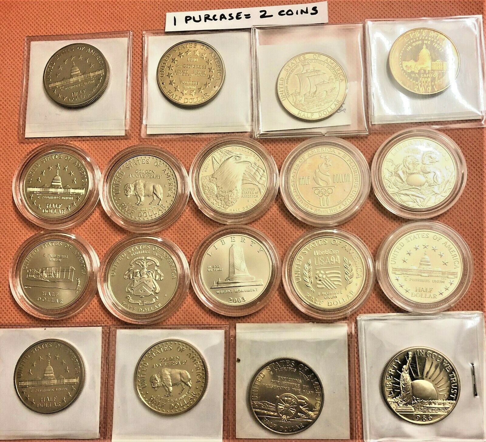 MODERN COMMEMORATIVE HALF DOLLAR COINS PROOF / UNCIRCULATED, SOME SILVER