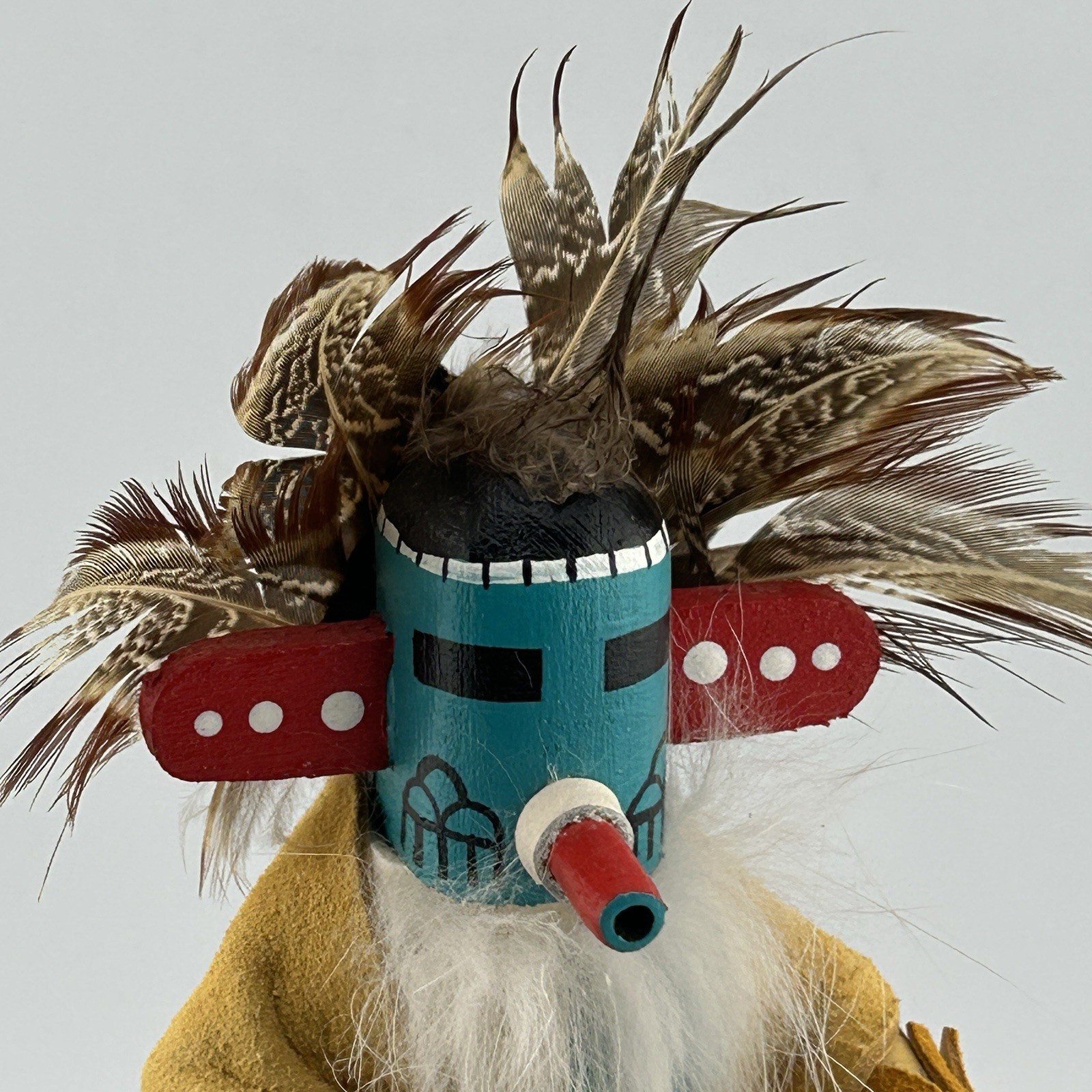 Navajo Morning Singer Kachina Doll Carved Suede Signed Deo Talavai 1980s Vintage