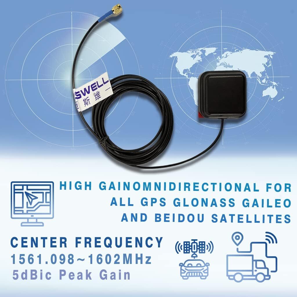 Car High Gain GPS Antenna SMA-Male GNSS Galileo GLONASS BeiDou Adhesive Magnet
