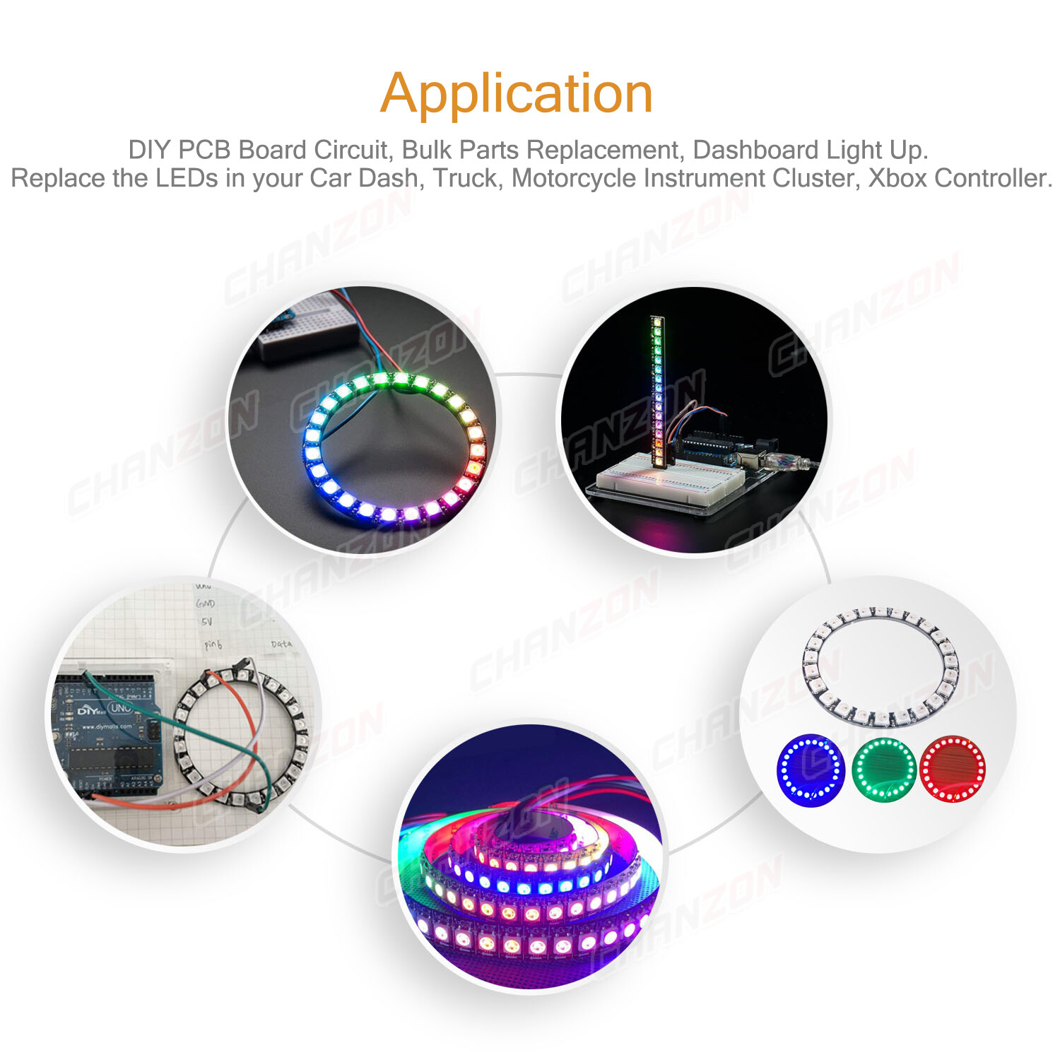 100PCS 0402 0603 0805 1206 3535 3528 5730 SMD LED Diode White Red Green RGB UV