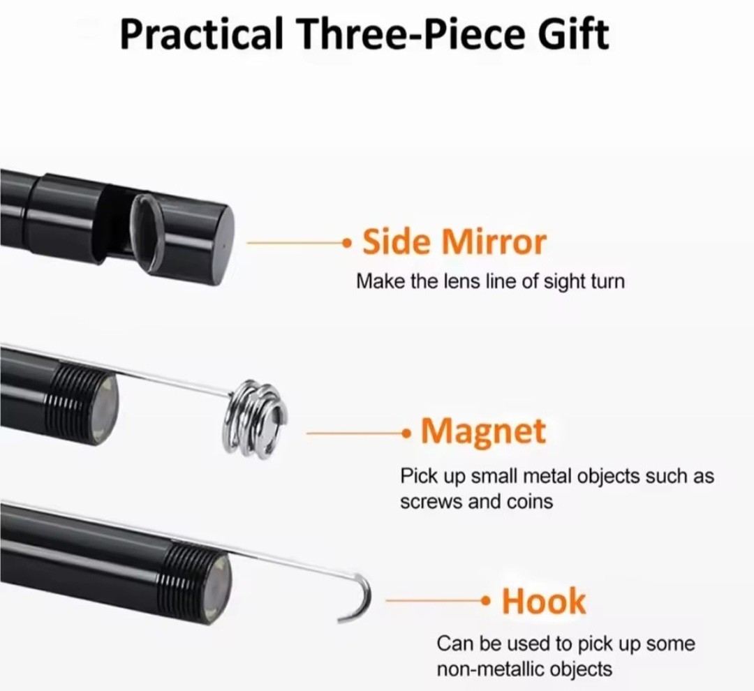 USB Type-C Endoscope Borescope Snake Inspection Camera 6 LED 3 in 1 - PC Android