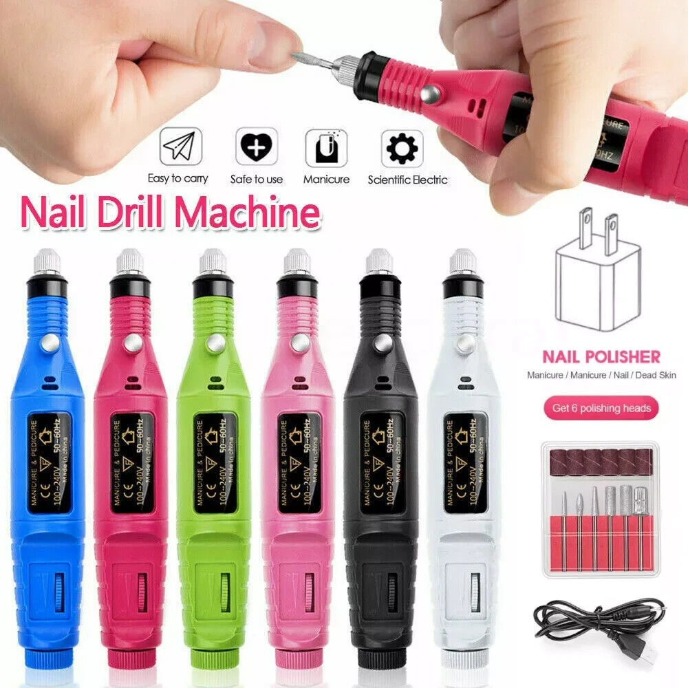 Electric DRILL NAIL File Acrylic 💅🏼🦶🏻Manicure Pedicure Portable Machine Kit