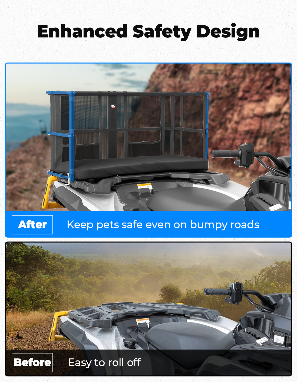 Pet Seat Cushion ATV Rear Rack Pad Dog Carrier For Can-Am Polaris Kawasaki Honda