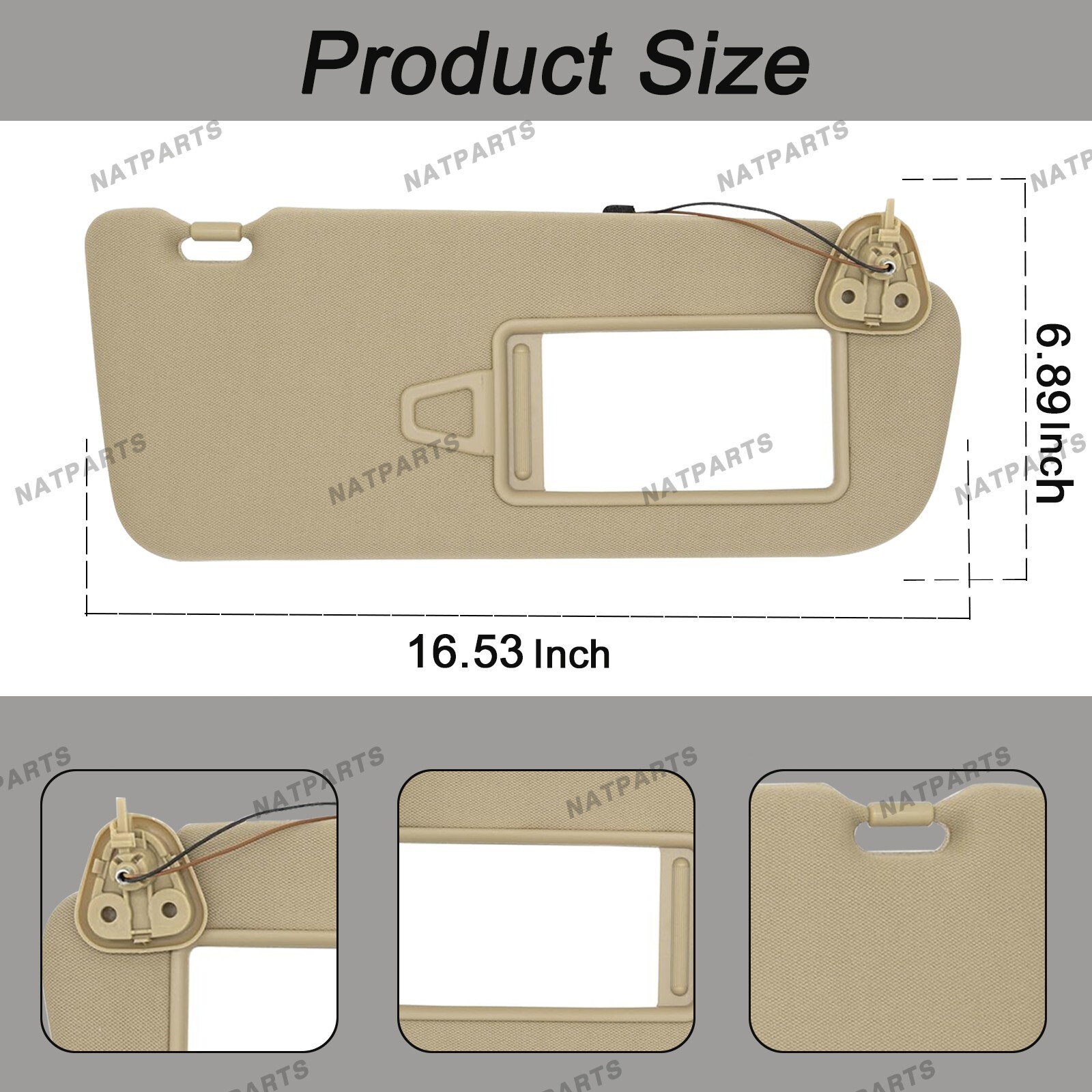 Right Passenger Sun Visor w/Light for Hyundai Santa Fe 2006-2009 852200W110J9