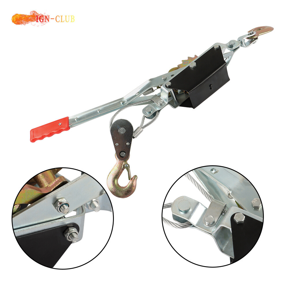 2 Ton Come Along Winch Heavy Duty 2 Hook Steel Cable Dual Gear Power Puller