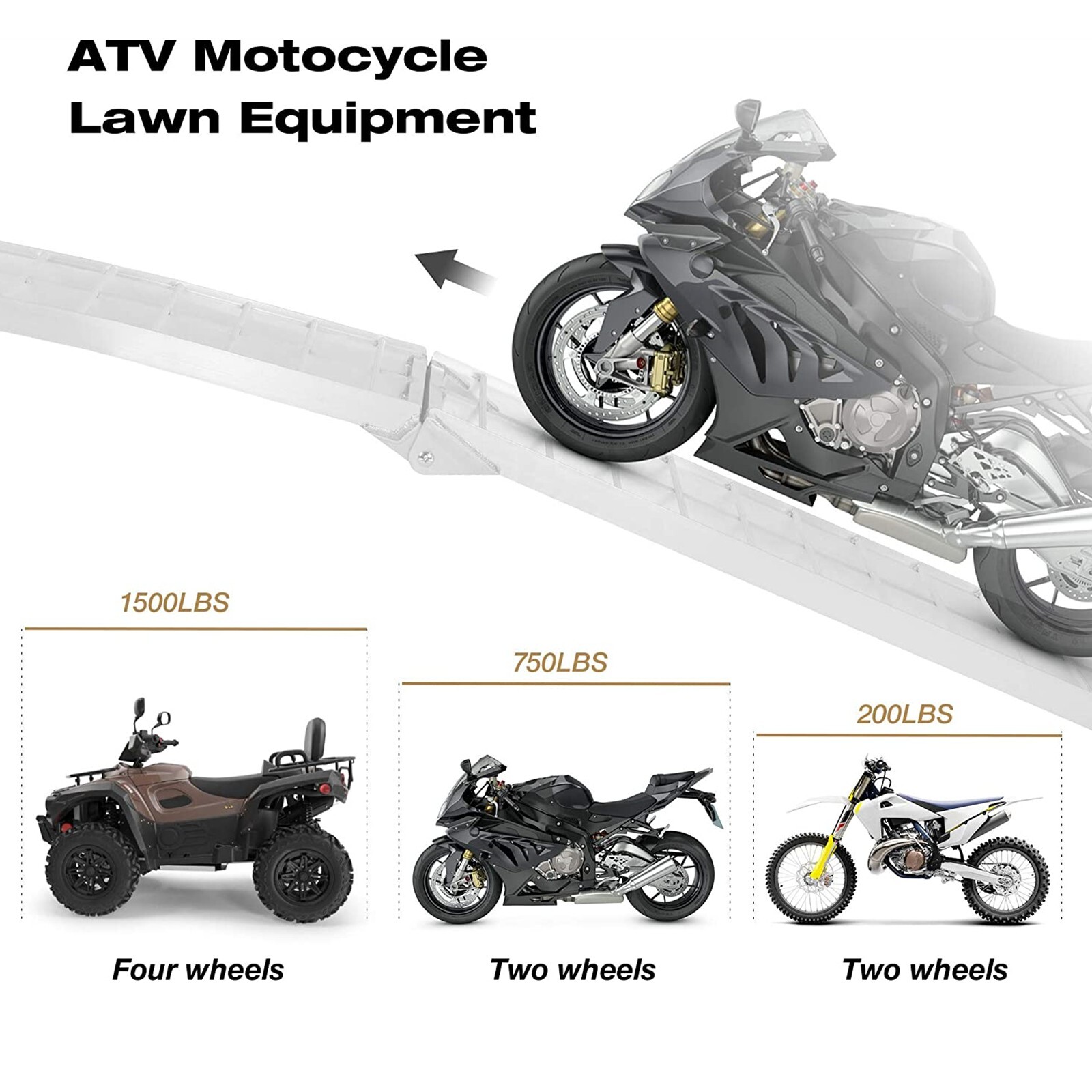 VILOBOS 7.5' Set of 2 Truck ATV Folding Aluminum Loading Ramps 1500 lbs Capacity