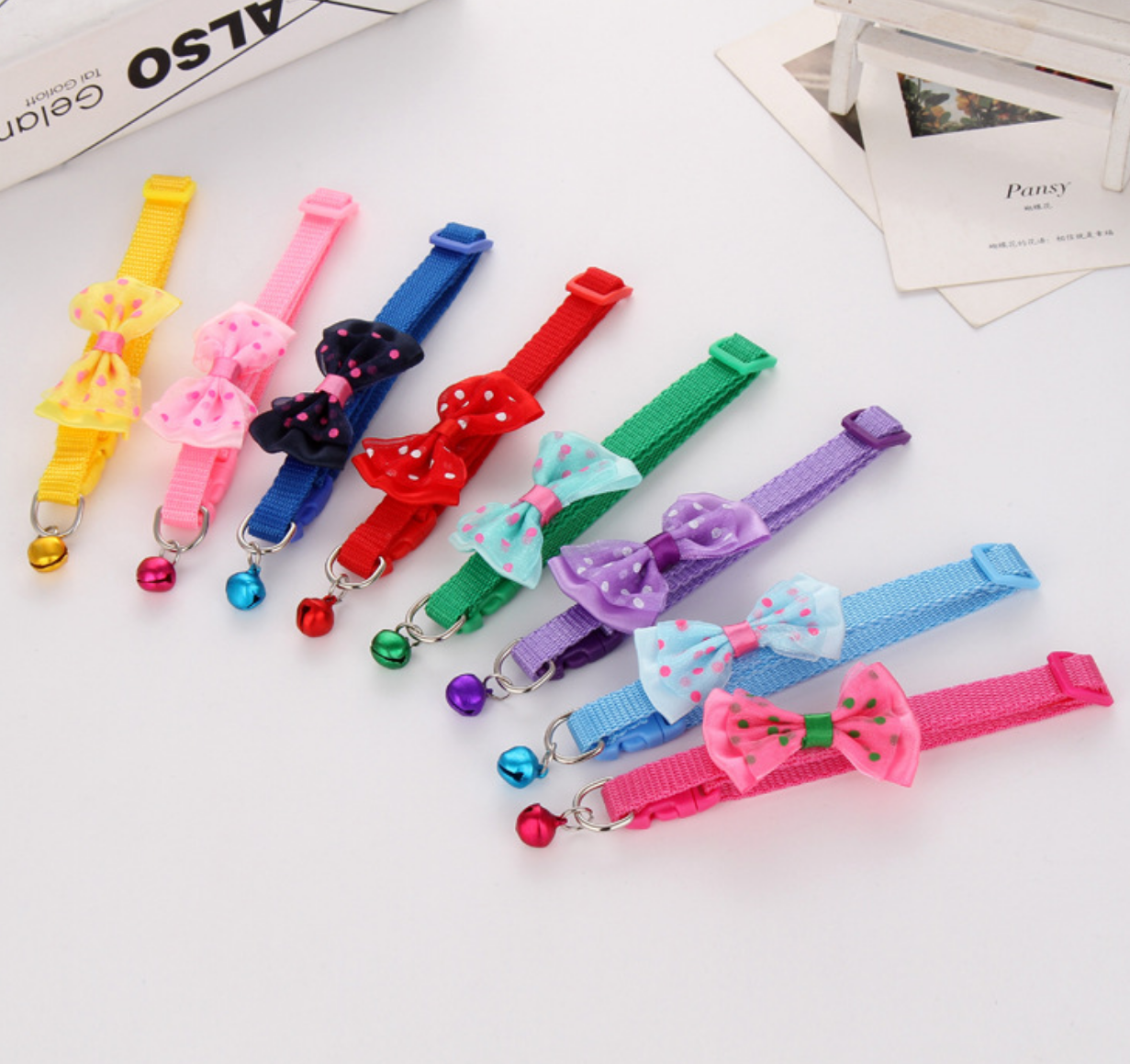 Nylon Cat Cute Collar with Bell bow tie for Cat Kitten puppy adjustable