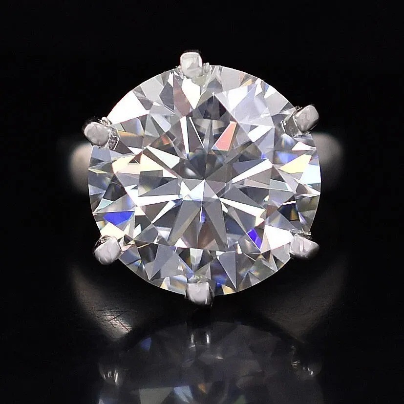 RARE 10.20 Ct White Treated Diamond Solitaire Ring-Certified ! 925 Silver