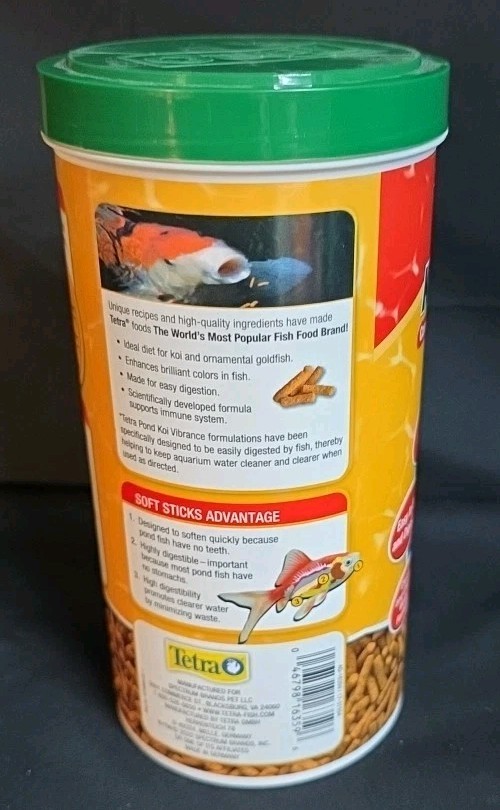 Tetra Pond Koi Vibrance Color Enhancing Fish Food Soft Sticks 4.94 Ounce NEW