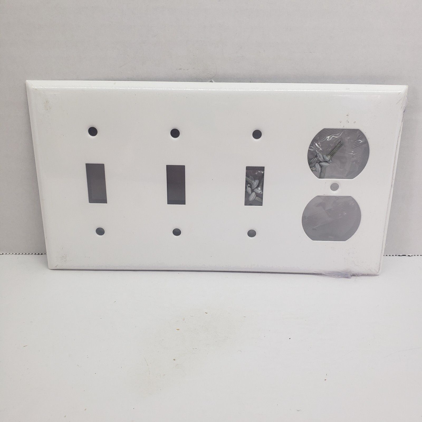 Mulberry 4 Gang  1 Duplex- 3 Toggle Wall Plate Cover WHITE  #86554