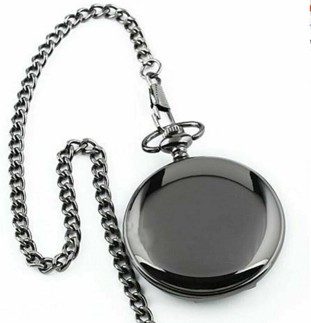 Mens Pocket Watch Quartz White Dial Stainless Steel Case Arabic Numerals Luxury