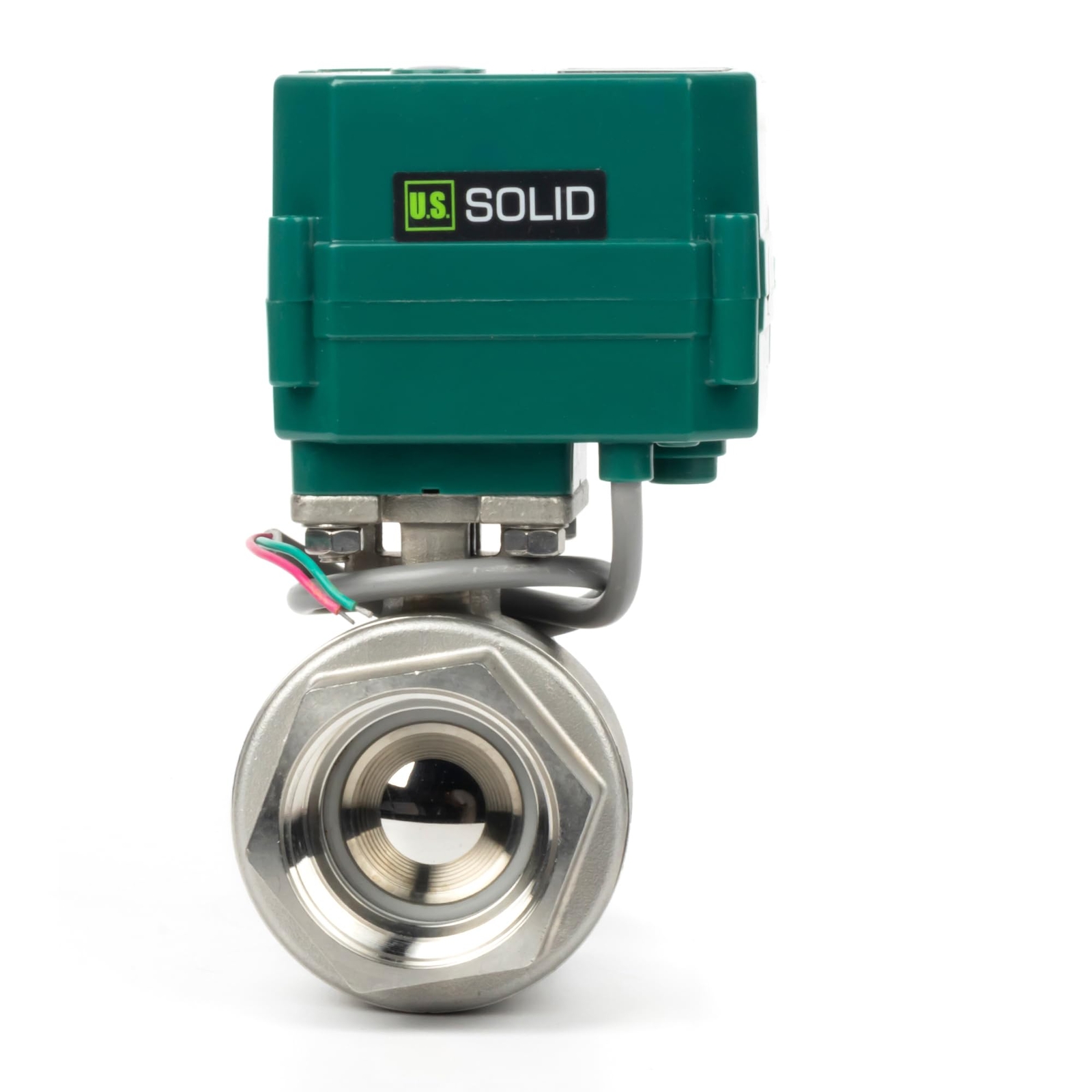 U.S. Solid Motorized Ball Valve 1 1/2in Full Port SS 9-24V NC Auto Return