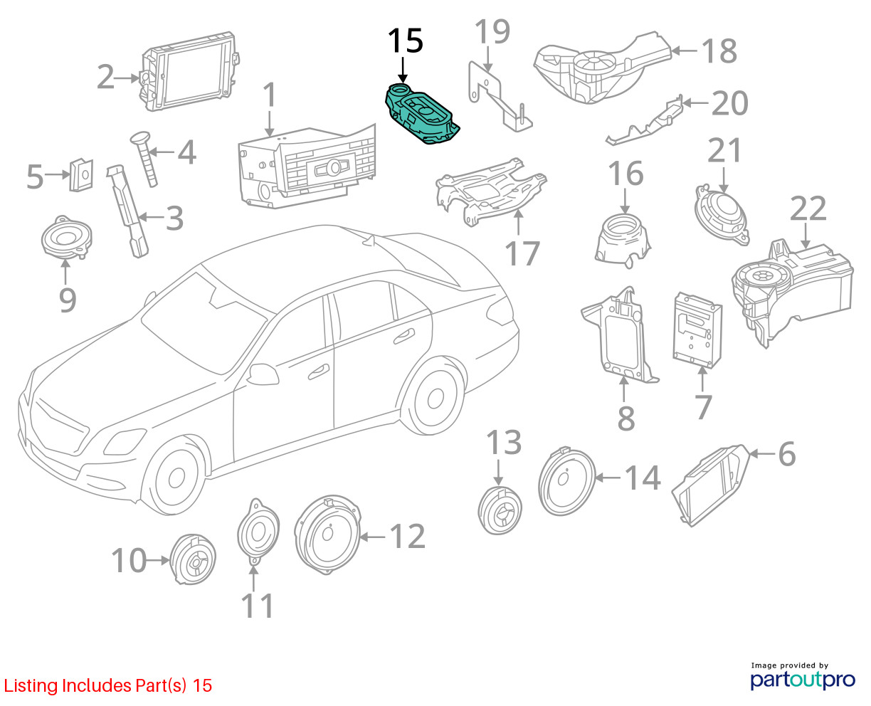 2010 - 2016 MERCEDES E350 Logic7 Rear Subwoofer Audio Speaker 2128203502 OEM