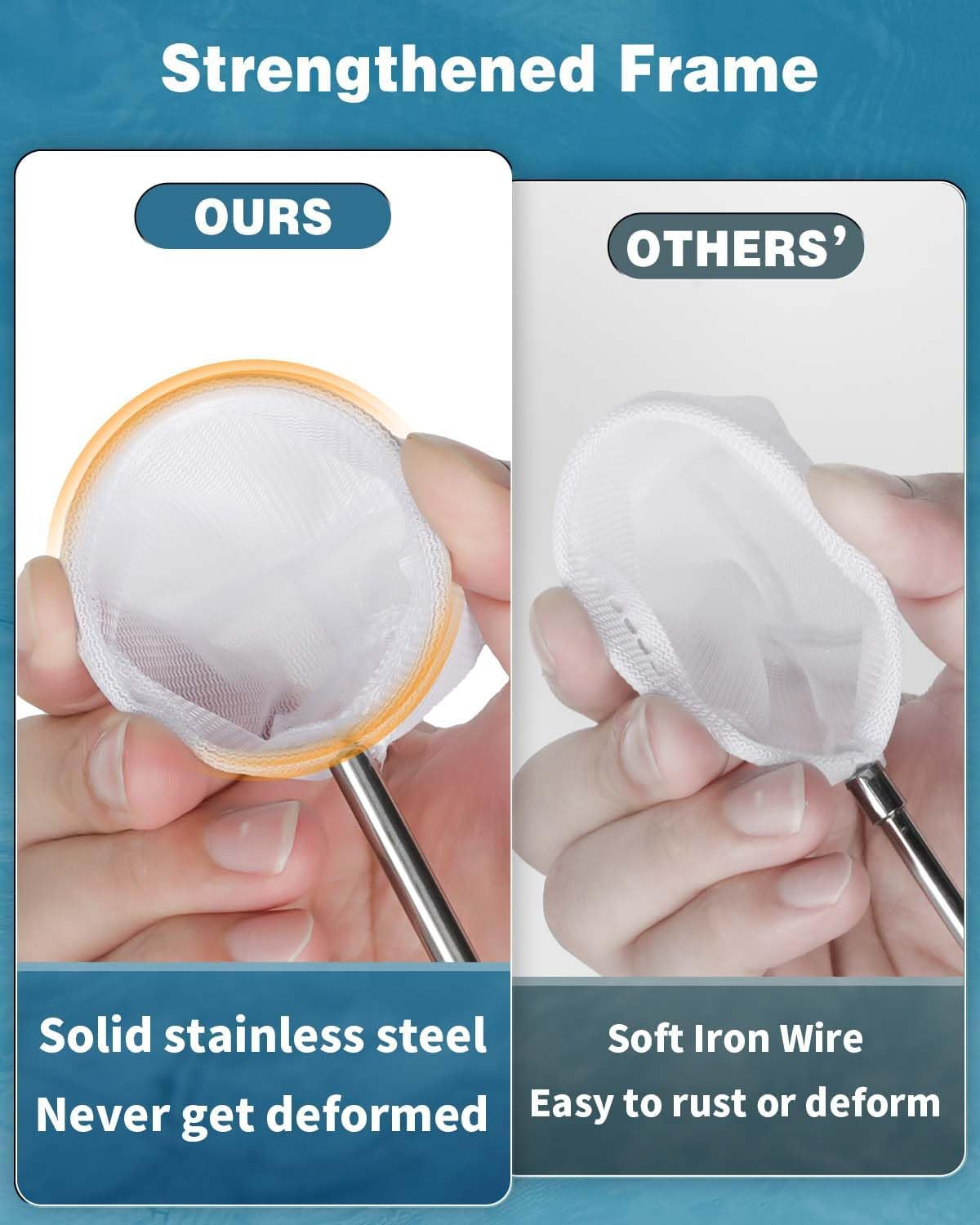 2 Inch Aquarium Fish Net Fine Mesh Shrimp Fry Tank with Extendable Steel Handle