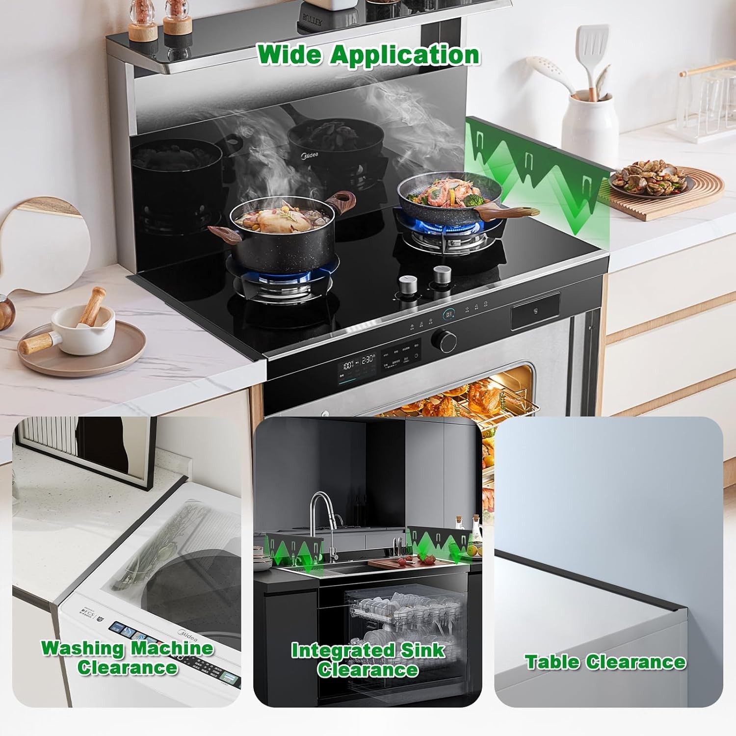 Stainless Steel Stove Gap Covers Adjustable Filler(2 Pack) Guard Range Trim Kit