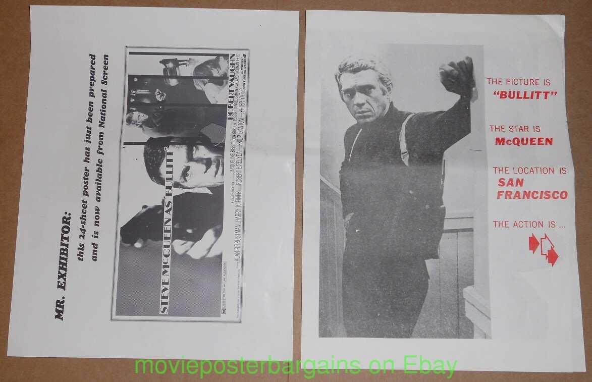 BULLITT Herald 4 Pages STEVE MCQUEEN Movie Poster Art On Cover N.MINT + BONUS !!