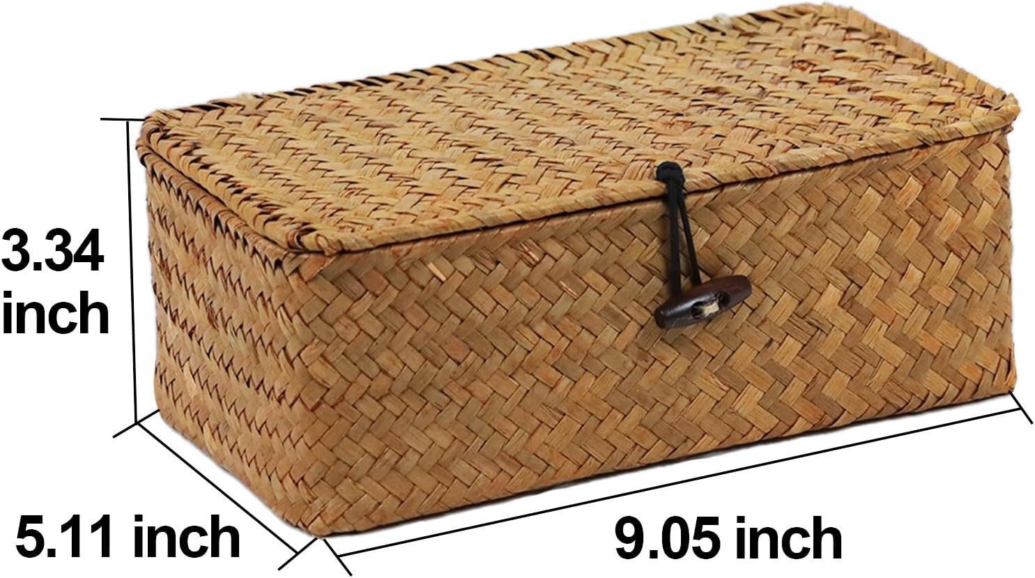 Wicker Storage Basket with Lid, Natural Seagrass Storage Baskets for Organizing,