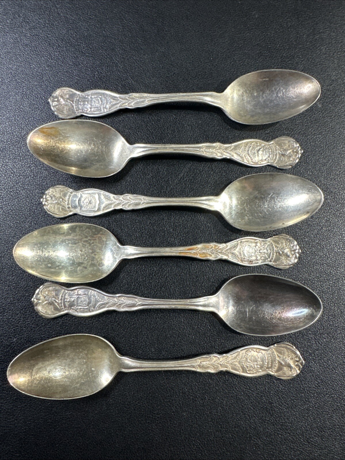 WM Rogers International IS Vintage Silver Plated State Spoon Lot Of 6