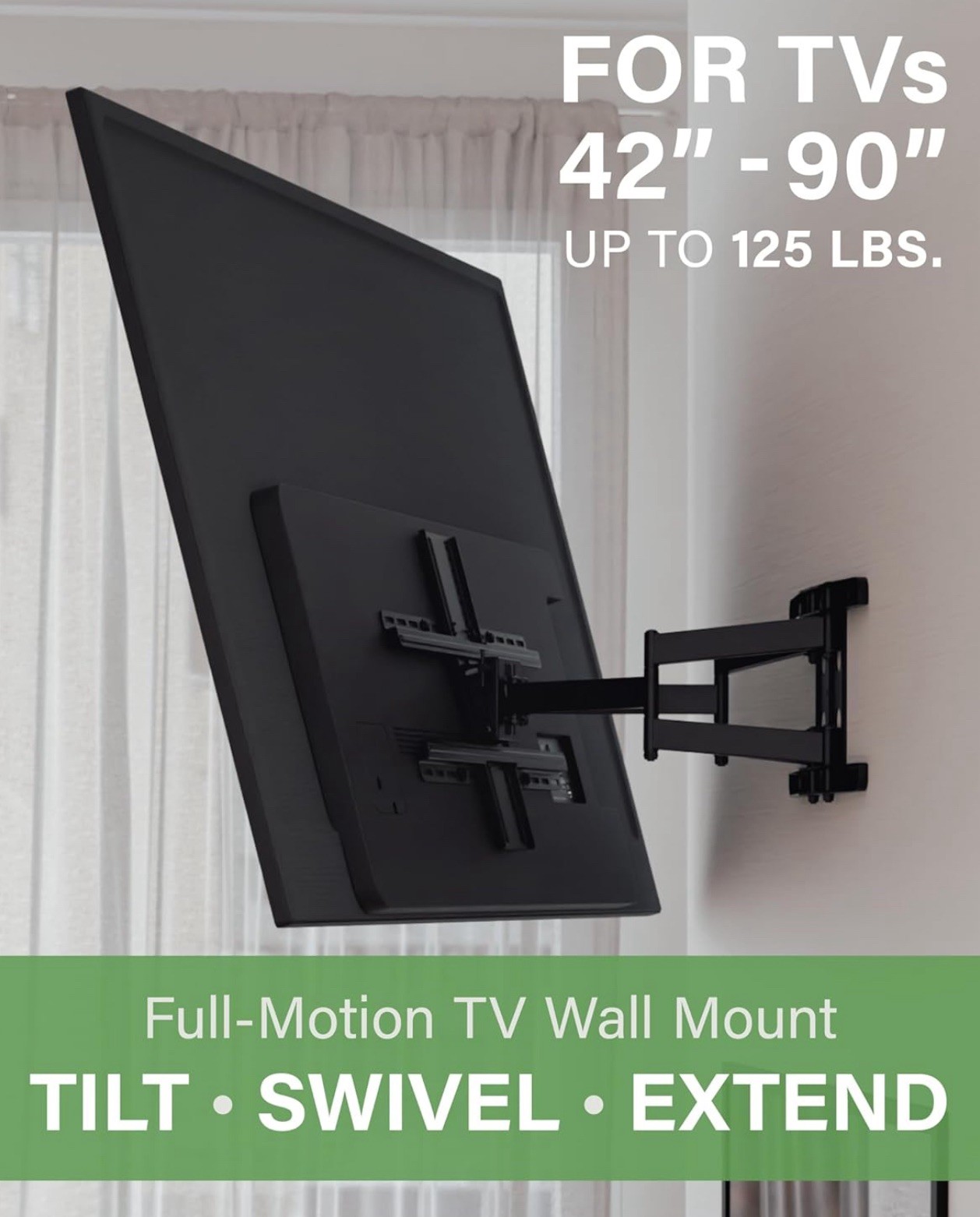 SANUS Premium Full Motion TV Mount for 42"-90" TVs OLF22-B2 - Sturdy & Smooth