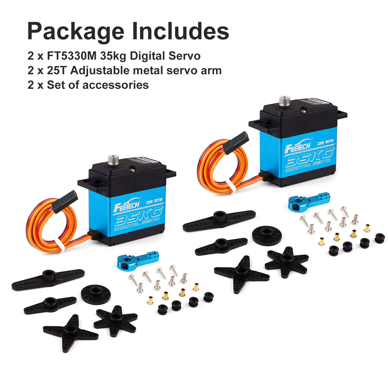 2Pcs 35kg 180° Metal Gear Digital Servo HIGH TORQUE &SPEED Waterproof for RC Car