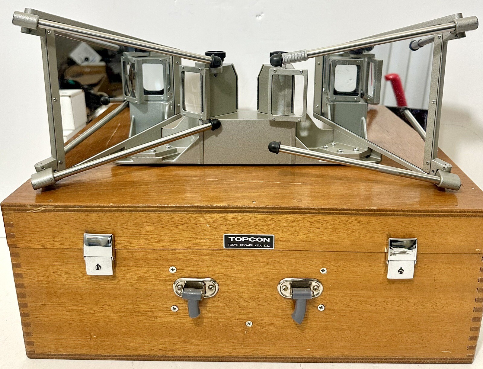 Vintage Topcon Mirror Stereoscope Model 3 in Wooden Case Tokyo Optical Co.