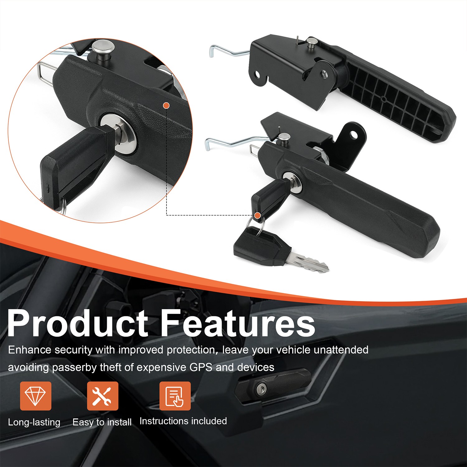 Front Deluxe Door Handle Lock For Can-Am Defender HD10 HD9 HD8 HD7 715009951