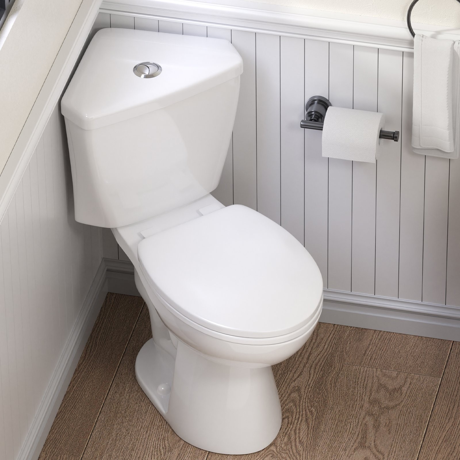 17.2" Two-Piece Corner Toilet Dual Flush 0.8/1.28 GPF for Compact Bathroom